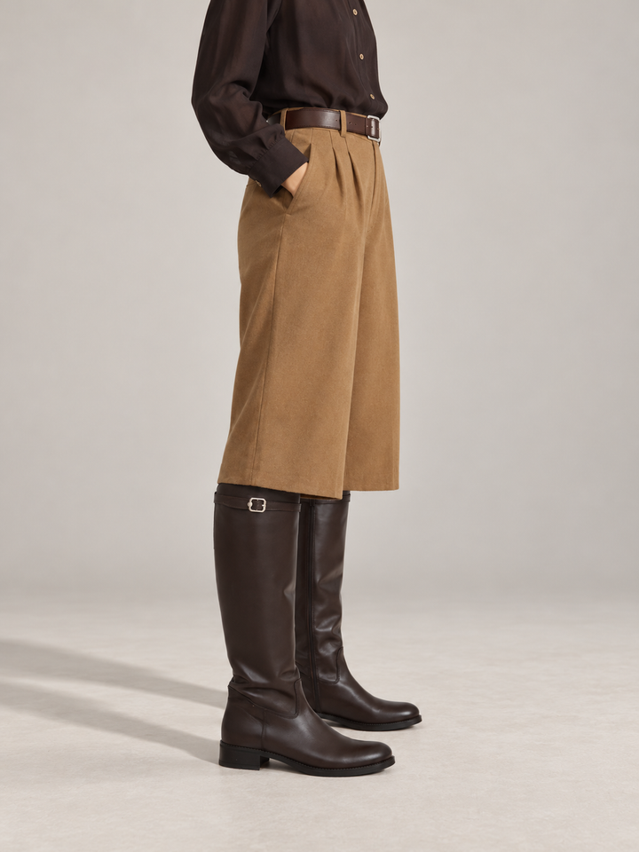 SCHWARZER LEDERSTIEFEL FÜR DAMEN MIT SCHNALLE